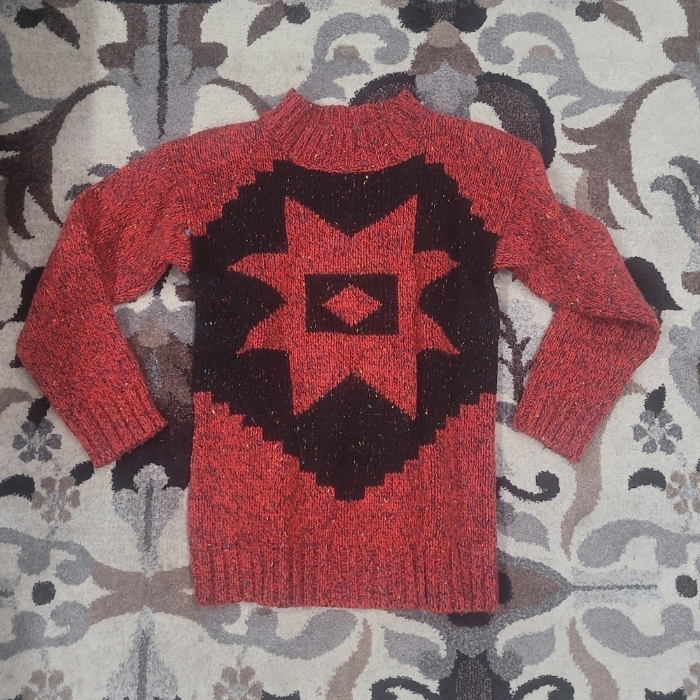 Vintage Wool Blend Sweater Southwestern Jumper LizWear Sz M Petite Shoulder Pads
